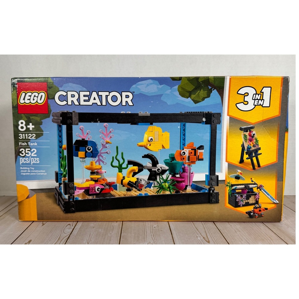 LEGO Creator 3in1 Fish Tank 31122 Aquarium Treasure Chest 352 Pcs NIB Box Wear